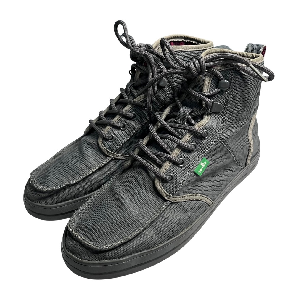 Sanuk Womens Grey Textile High Top Moc Toe Sneakers Shoes Size 7 B-Y-0513